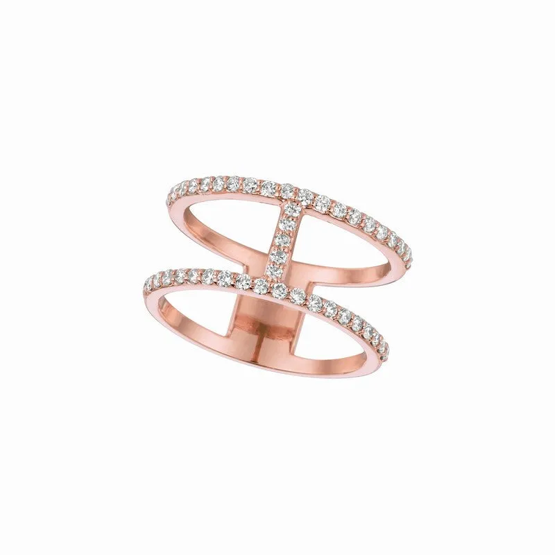 DOUBLE-BAR DIAMOND RING 14K GOLD (0.45 CTW)