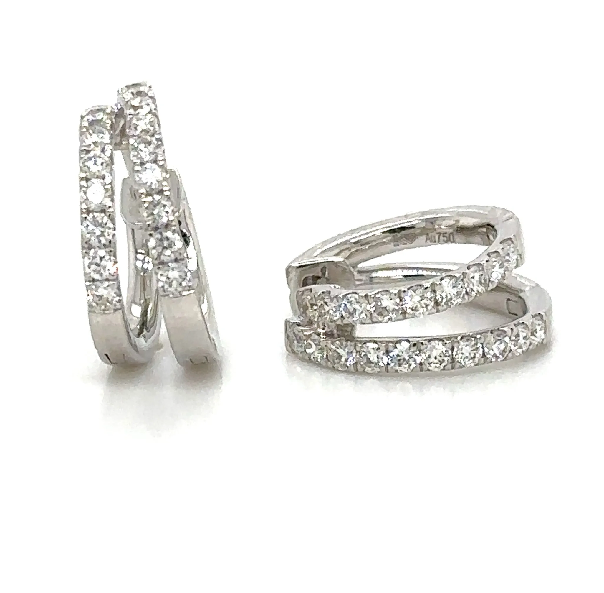 Double Diamond Huggie Earrings 0.65ct tw