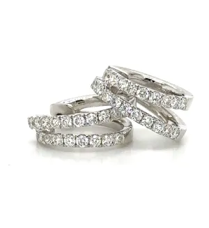 Double Diamond Huggie Earrings 0.65ct tw