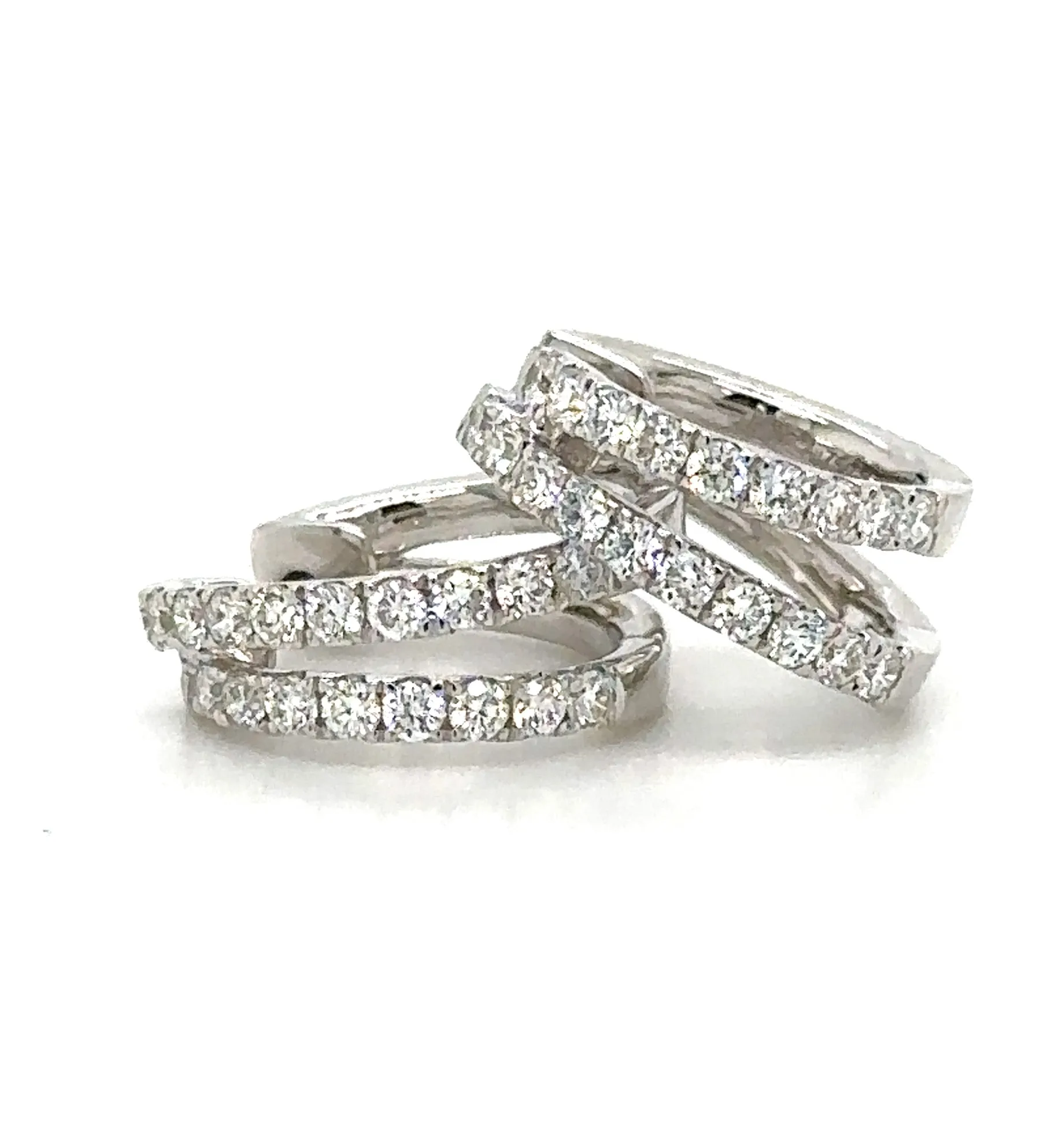 Double Diamond Huggie Earrings 0.65ct tw