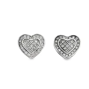 Double Heart Diamond Earrings .25cttw .925 Sterling Silver