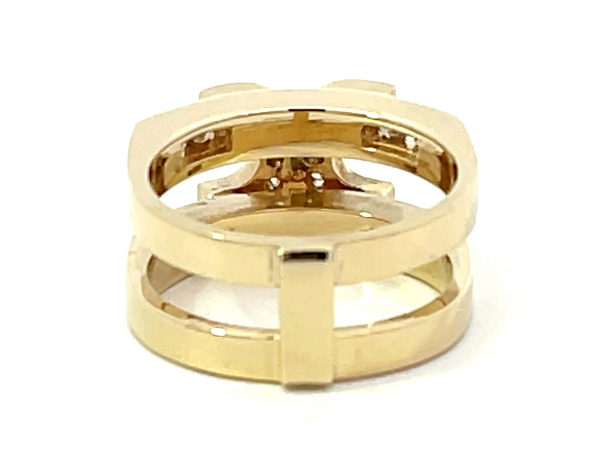 Double Horseshoe Diamond Band Ring in 14K Yellow Gold