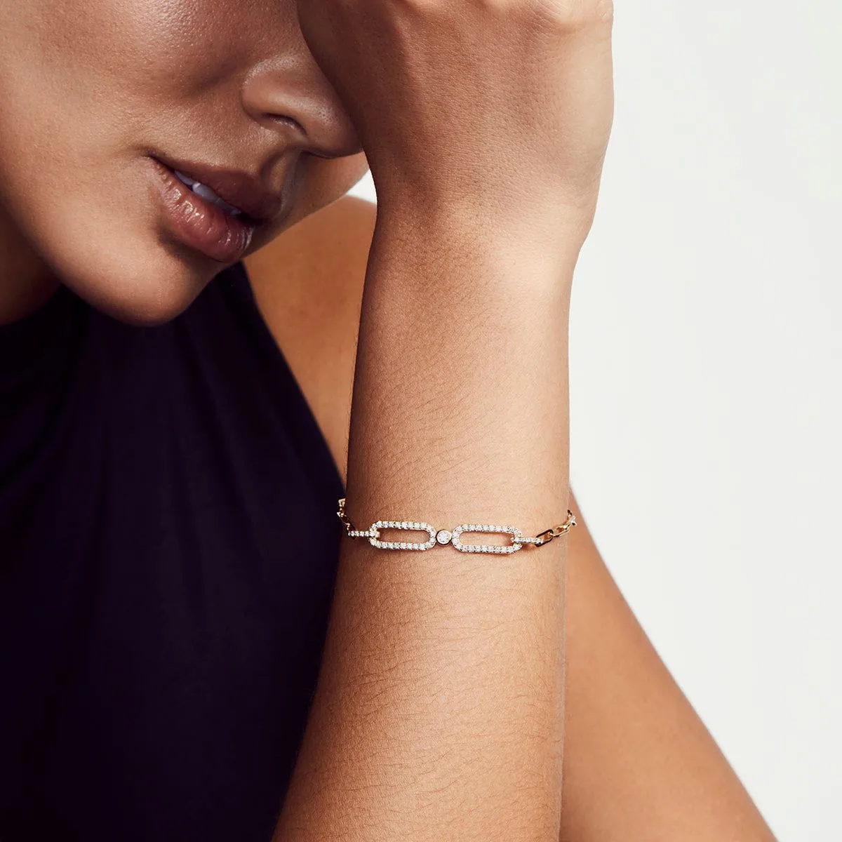 Double Link ID Bracelet BR354-S-YG