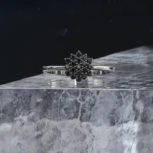Draco Cluster Natural Black Diamond Ring