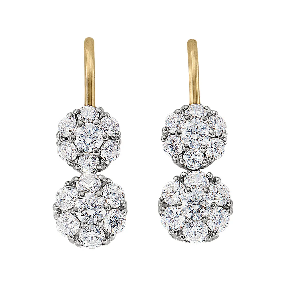 Drop Diamond Cluster Earrings Small