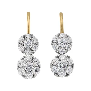 Drop Diamond Cluster Earrings Small