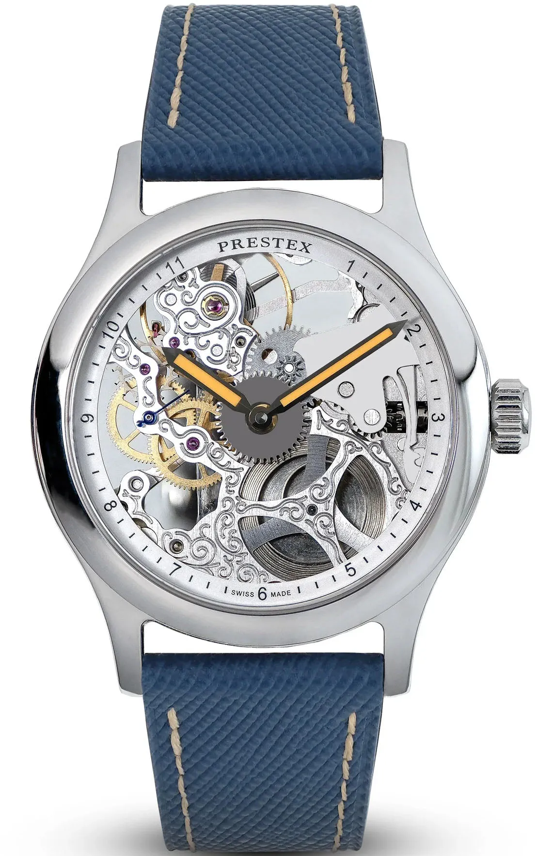 Duckworth Prestex Skeleton Orange Hands Watch
