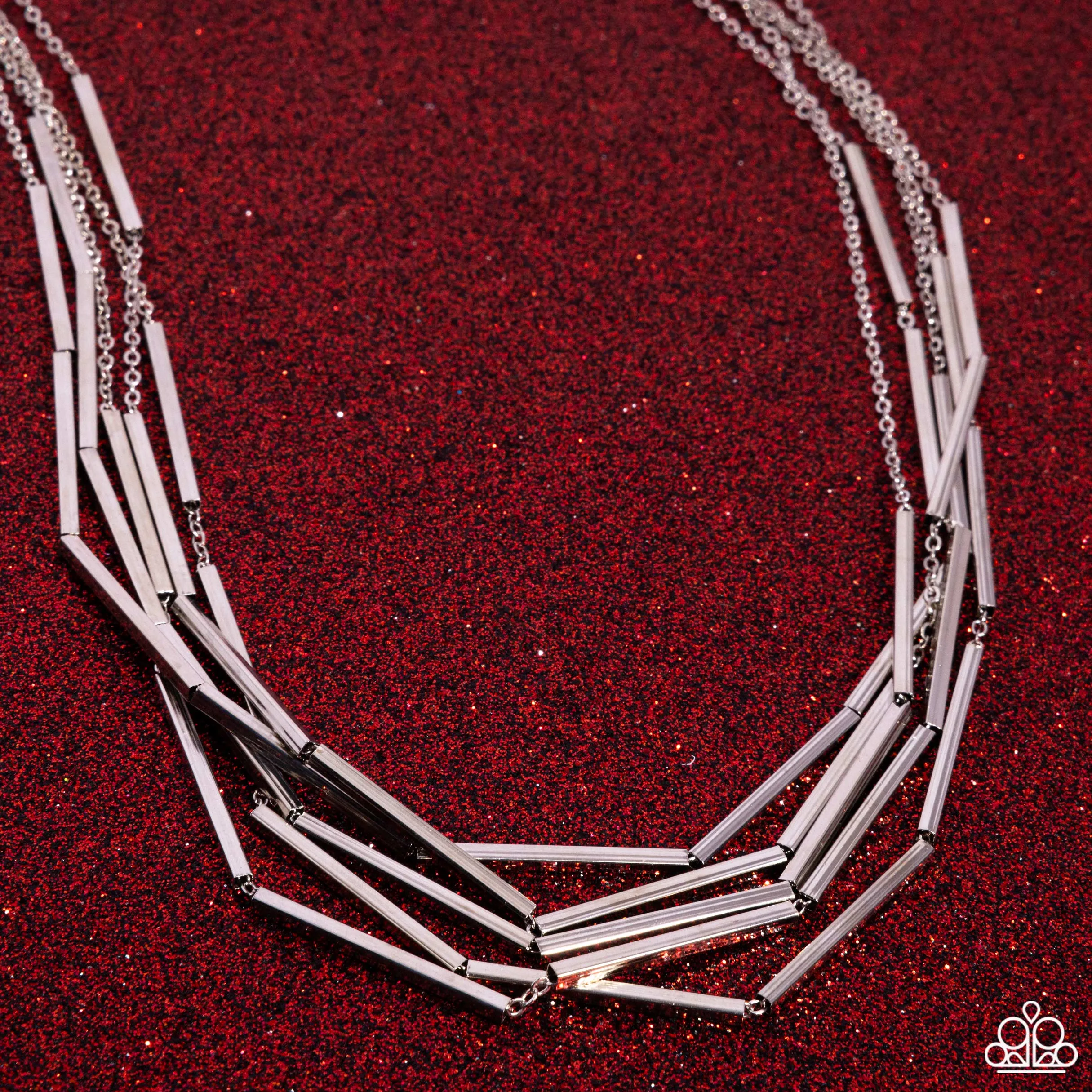 Dynamic Default - Silver - Tube Bead Tiered Paparazzi Short Necklace