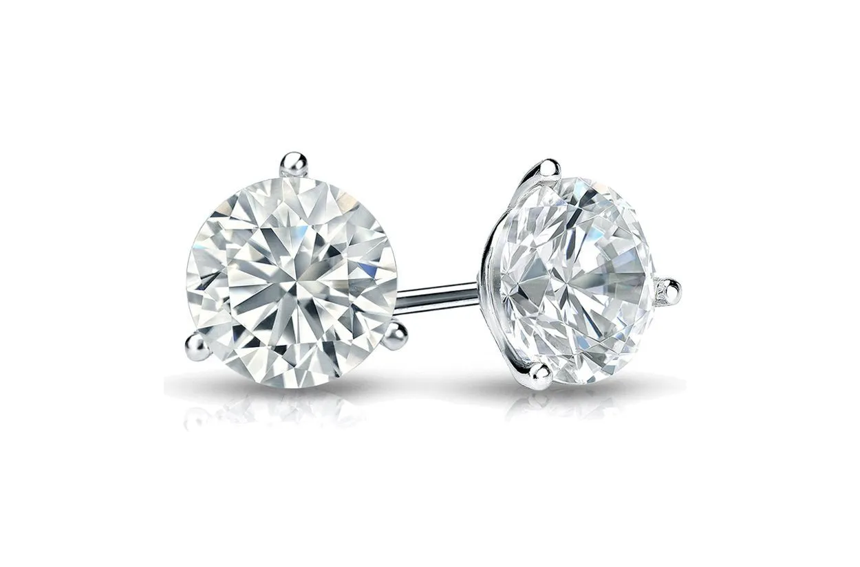 Earrings 0.81 cts Natural Round Diamonds H SI1 Platinum Studs