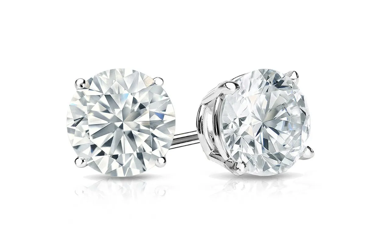 Earrings 1.43cts Natural Round Diamonds I I1 18kt Gold Studs