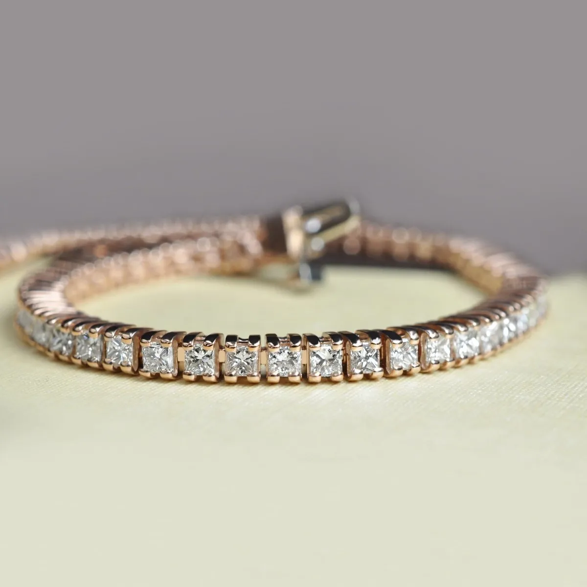 Ecstatic 5.00 CT Princess Cut Diamond Tennis Bracelet in 14KT Rose Gold