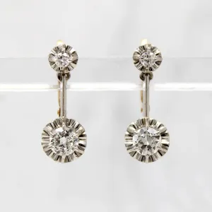 Edwardian Diamond Earbobs in Platinum & 18k Gold