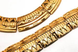 Egyptian Revival Bracelet and Collar Necklace Set by Monet