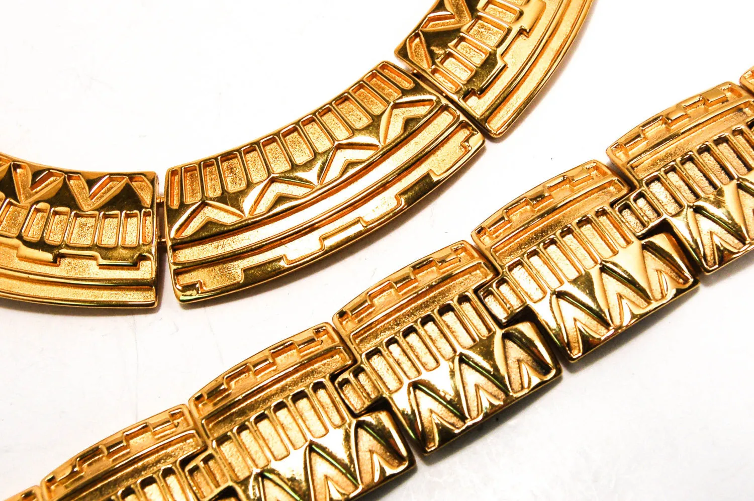 Egyptian Revival Bracelet and Collar Necklace Set by Monet