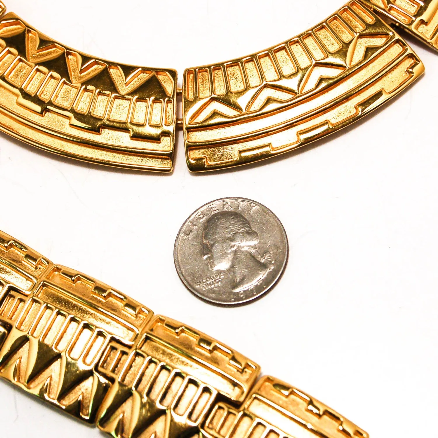 Egyptian Revival Bracelet and Collar Necklace Set by Monet