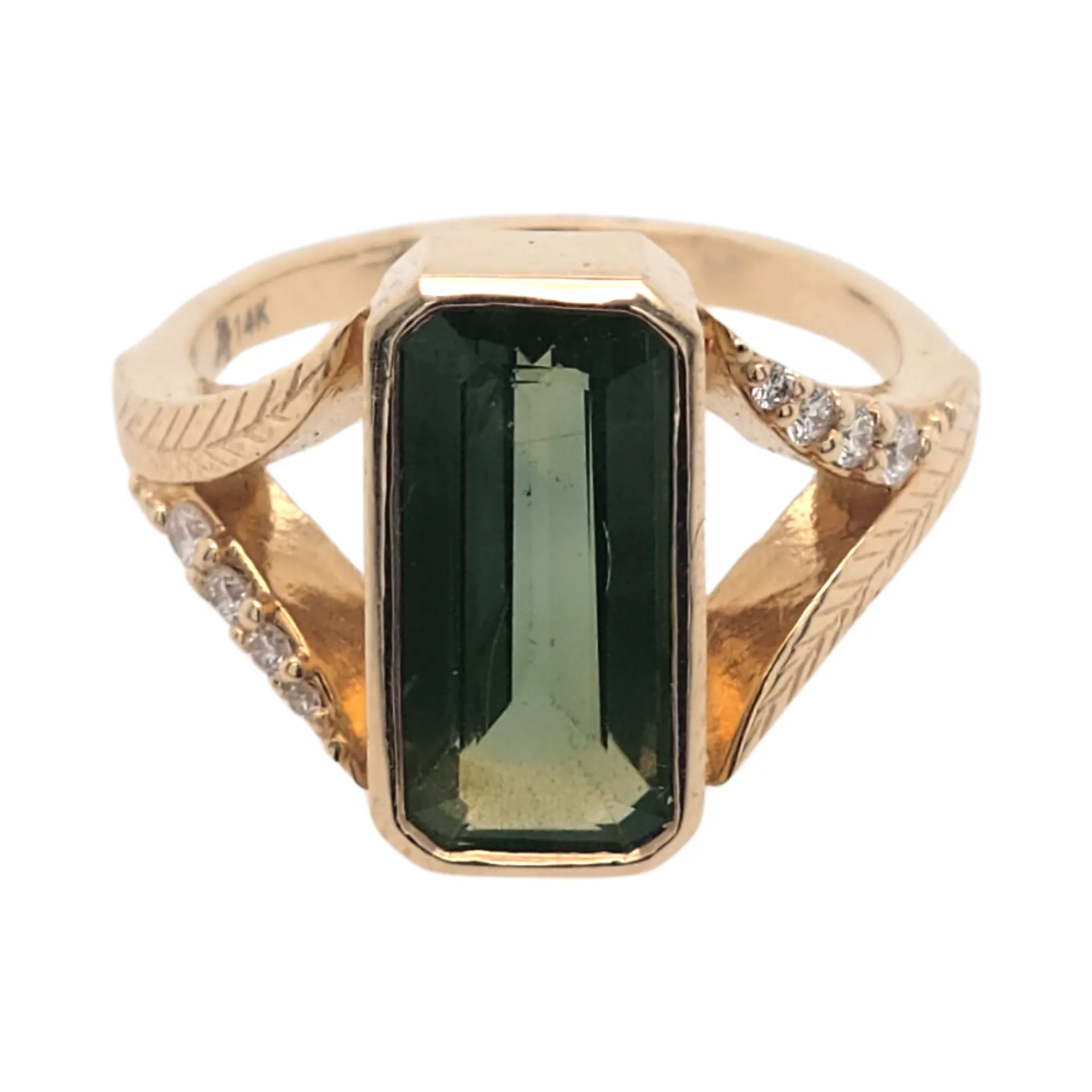 Elongated Green Sapphire Ring