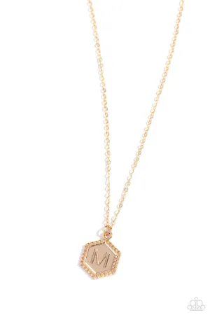 Emblematic Elegance - Gold - M - Initial Pendant Paparazzi Short Necklace