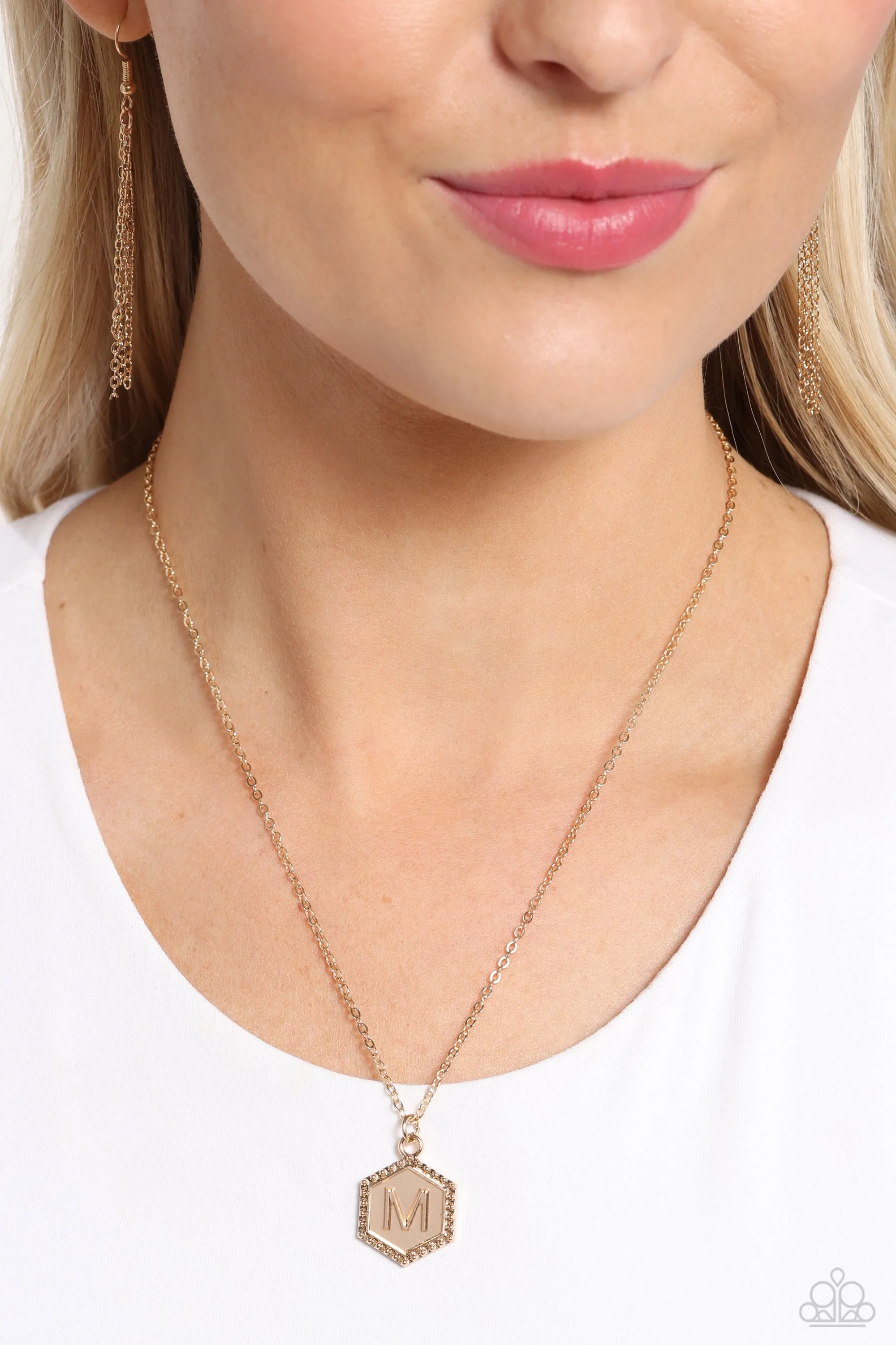 Emblematic Elegance - Gold - M - Initial Pendant Paparazzi Short Necklace