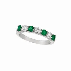 EMERALD & DIAMOND 7 STONES RING 14K GOLD (1.43 CTW)