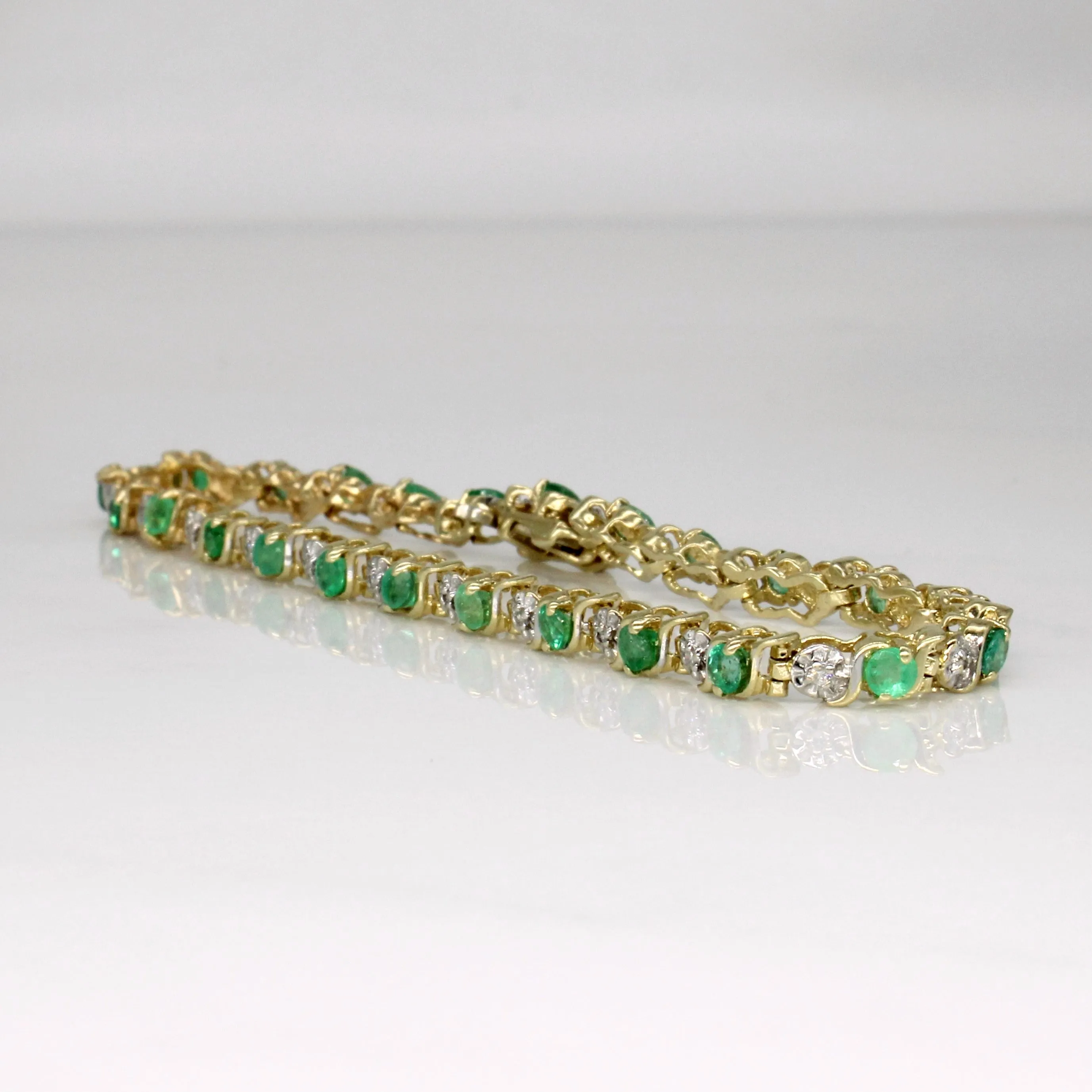 Emerald & Diamond Bracelet | 1.00ctw, 0.10ctw | 7" |