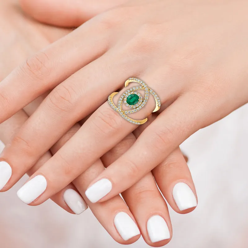 EMERALD & DIAMOND RING 14K GOLD (1.69 CTW)