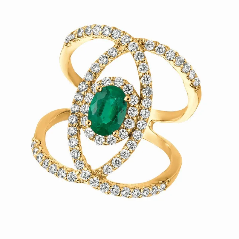 EMERALD & DIAMOND RING 14K GOLD (1.69 CTW)