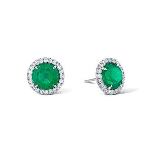 Emerald & Diamond Stud Earrings