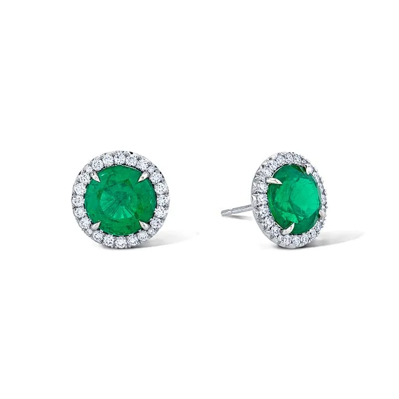 Emerald & Diamond Stud Earrings