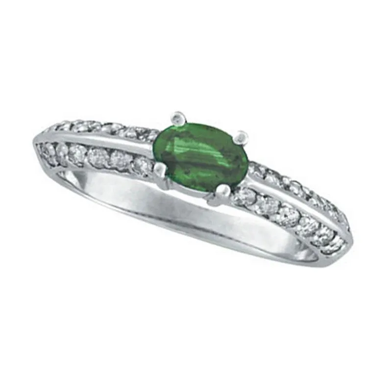 EMERALD AND DIAMOND RING 14K GOLD (0.8 CTW)