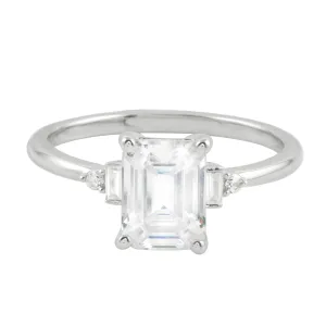Emerald Cut and Baguette Diamond Engagement Ring Setting