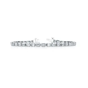 Emerald Cut Bezel Set 18K White Gold 14.40ct Diamond Tennis Bracelet