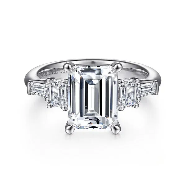 Emerald Cut Five Stone Diamond Channel Set Engagement Ring Mounting