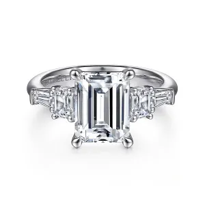 Emerald Cut Five Stone Diamond Channel Set Engagement Ring Mounting