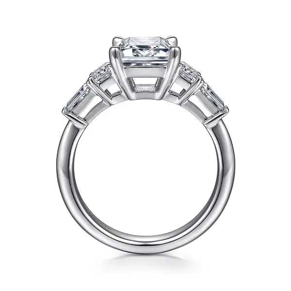Emerald Cut Five Stone Diamond Channel Set Engagement Ring Mounting