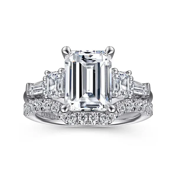 Emerald Cut Five Stone Diamond Channel Set Engagement Ring Mounting