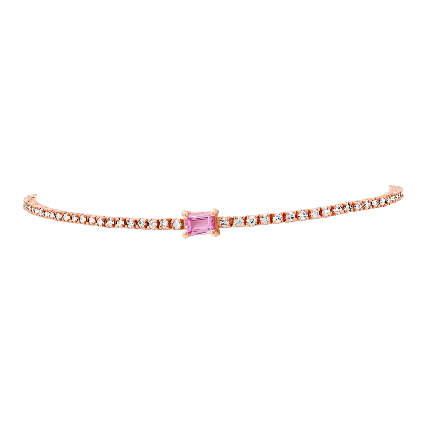 Emerald Cut Pink Sapphire & Diamond Tennis Bracelet