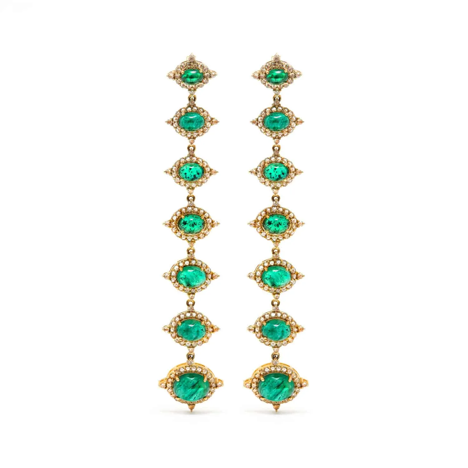 Emerald Diamond Gold Chandelier Earrings