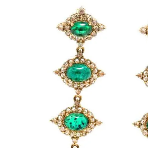 Emerald Diamond Gold Chandelier Earrings