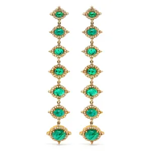 Emerald Diamond Gold Chandelier Earrings