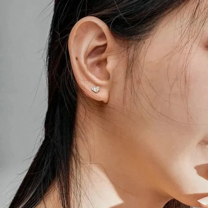 Enamel Rainbow Heart Stud Earrings