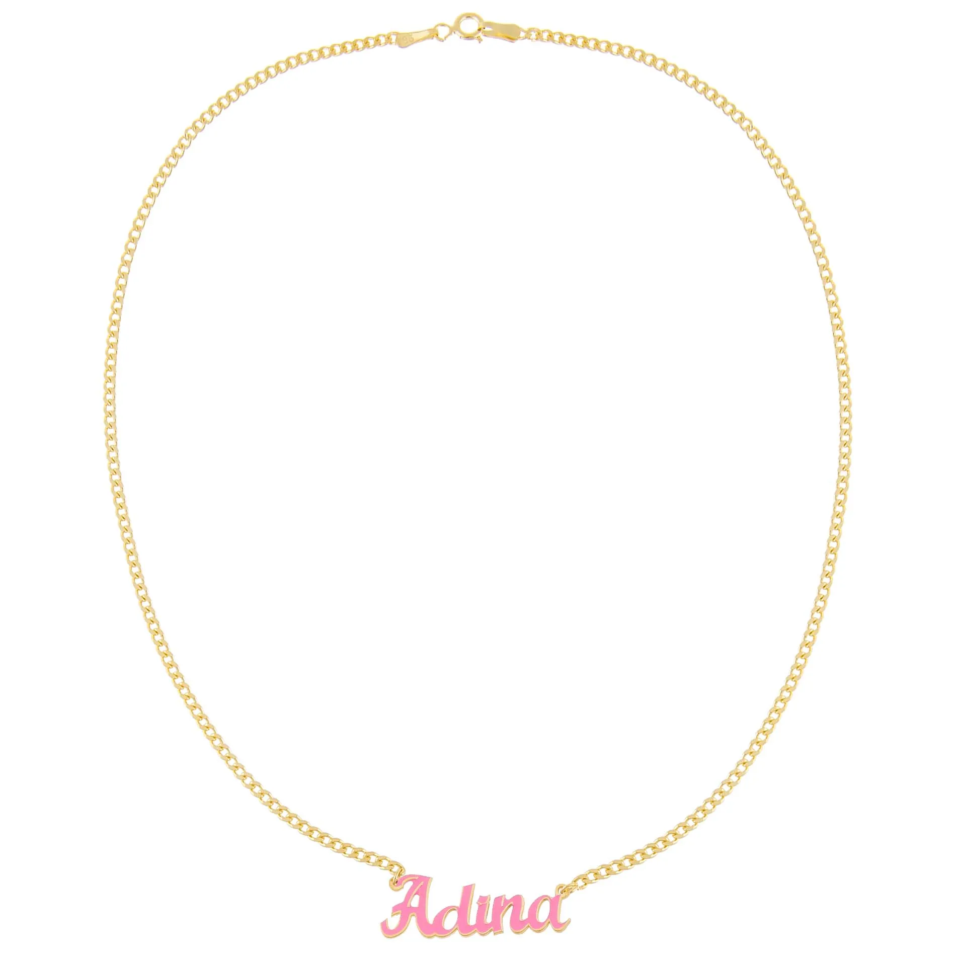Enamel Script Nameplate Necklace