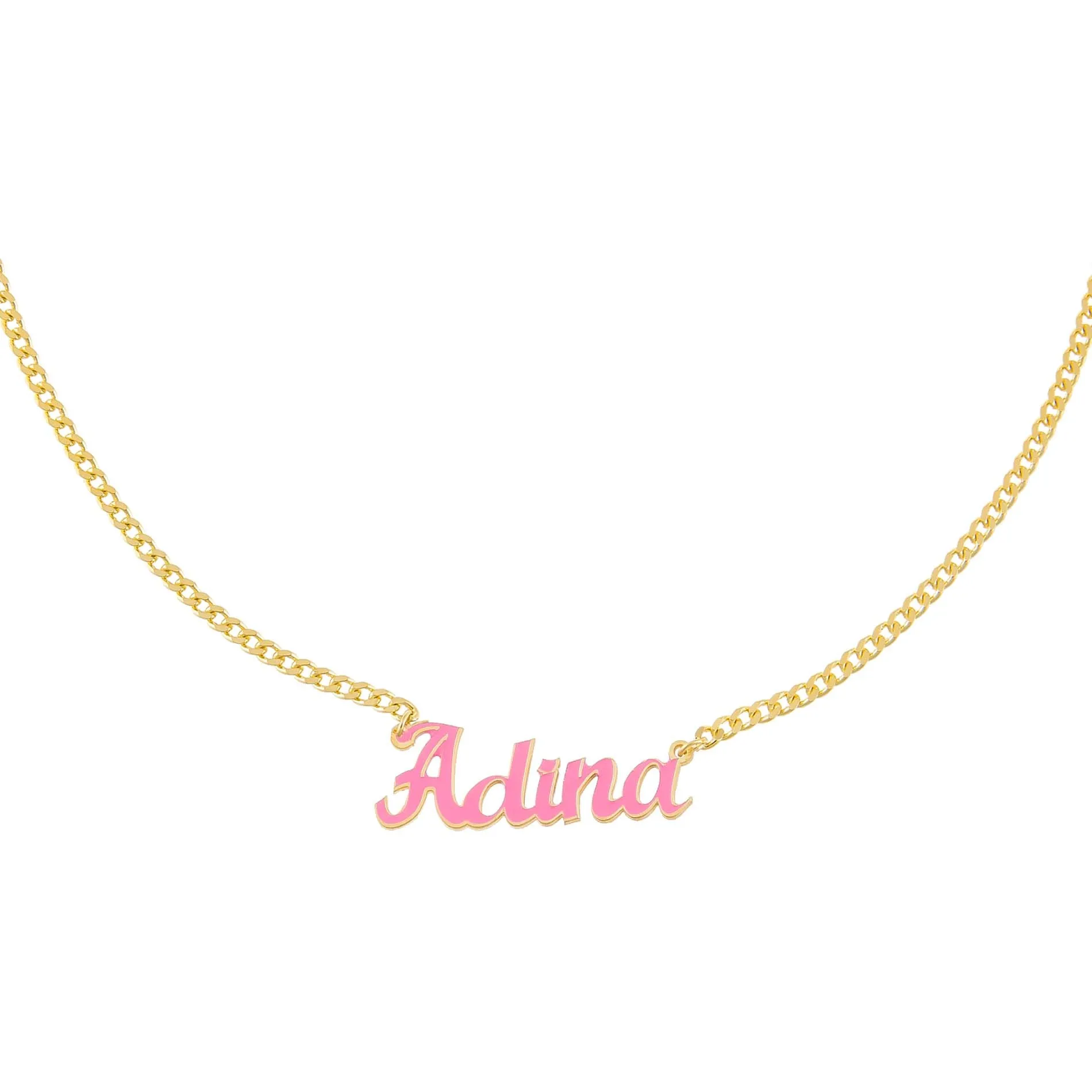 Enamel Script Nameplate Necklace