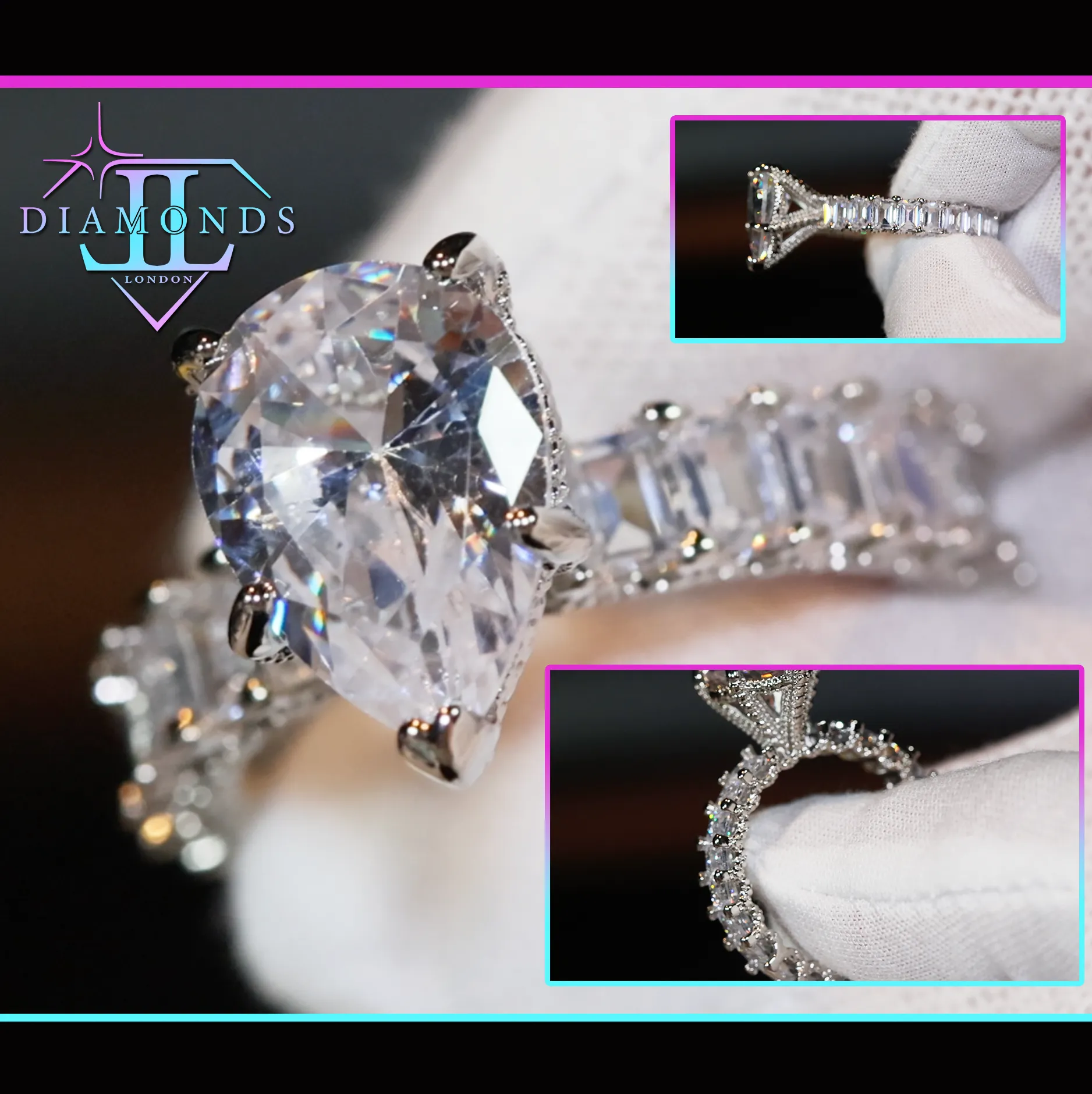 Engagement Ring | Teardrop Ring | Womens Diamond Wedding Ring Set | Womens Wedding Ring