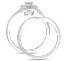 EternalDia 1/2 CT. T.W. Diamond Split Shank Round Halo Engagement Bridal Ring in 14K White Gold (HI/I2)