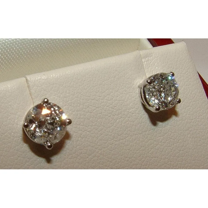 F Vvs1 1.20 Cts Round Natural Earth Mined Diamonds Platinum Stud Earring