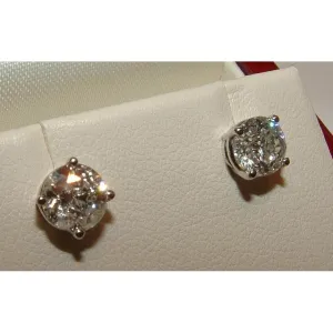 F Vvs1 1.20 Cts Round Natural Earth Mined Diamonds Platinum Stud Earring