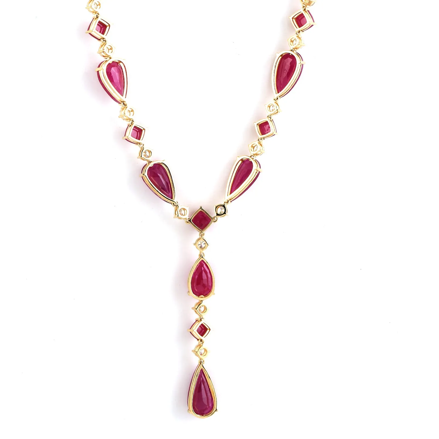 Faceted Natural Ruby Gemstone Choker Necklace In Solid 18k Yellow Gold Wedding Gift