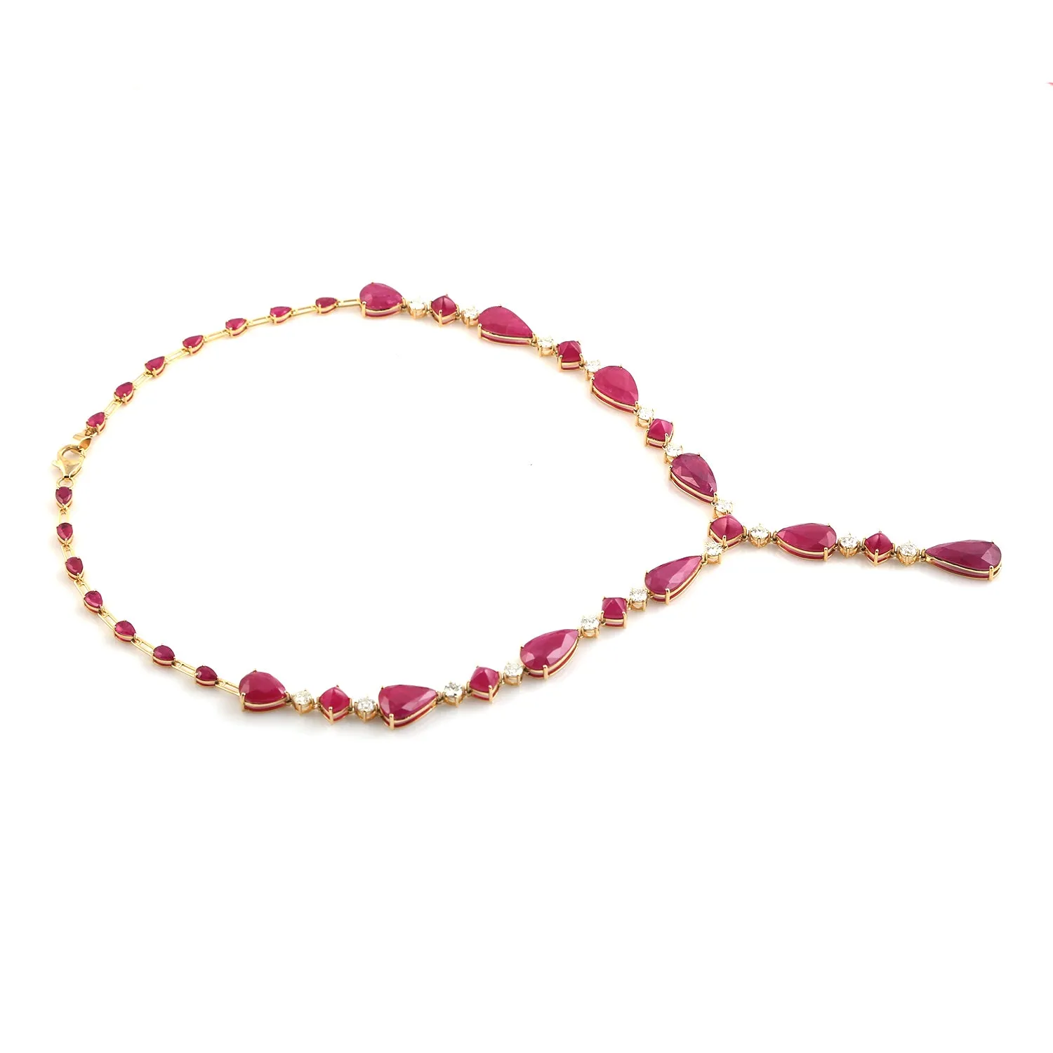 Faceted Natural Ruby Gemstone Choker Necklace In Solid 18k Yellow Gold Wedding Gift