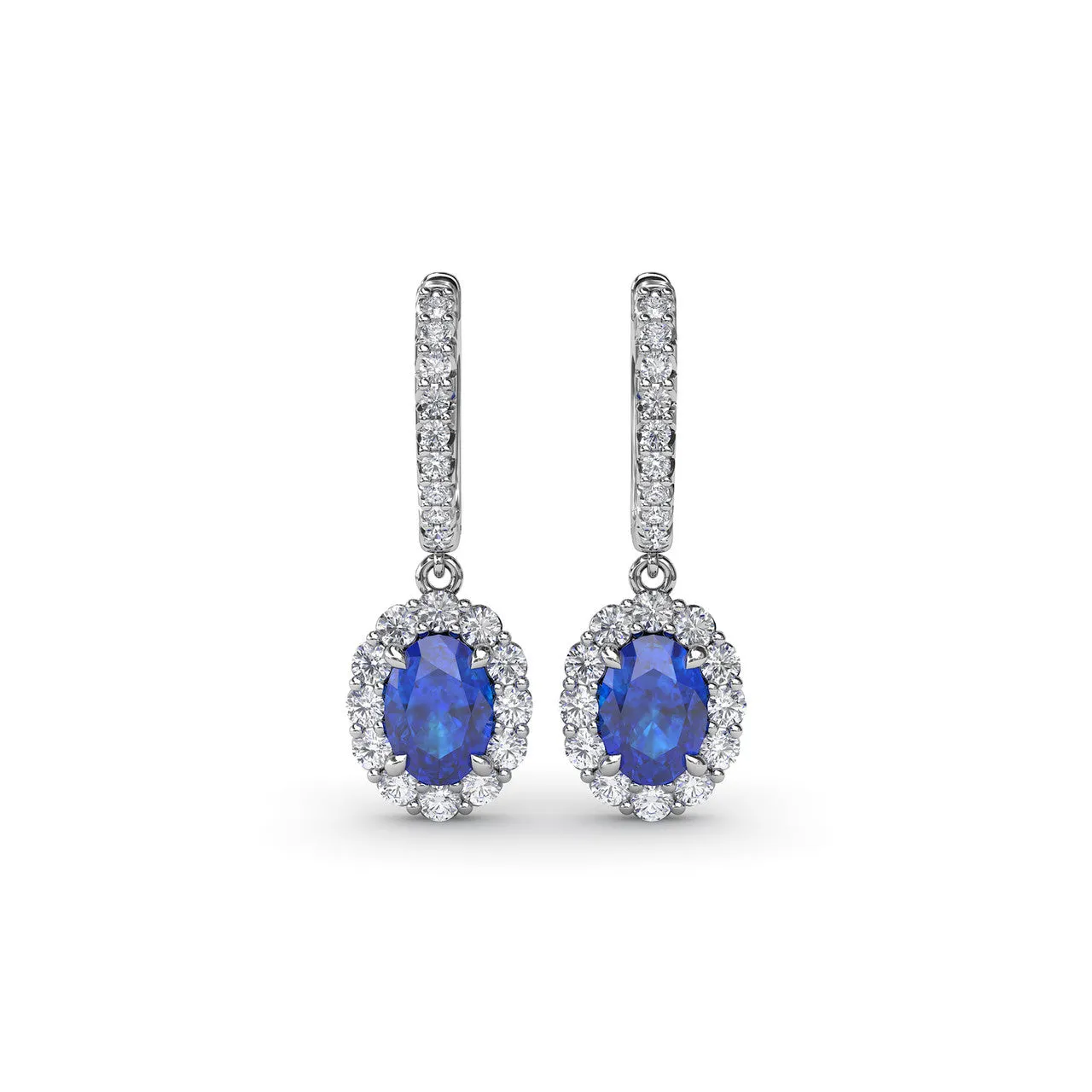 Fana 14k White Gold Dazzling Sapphire and Diamond Drop Earrings