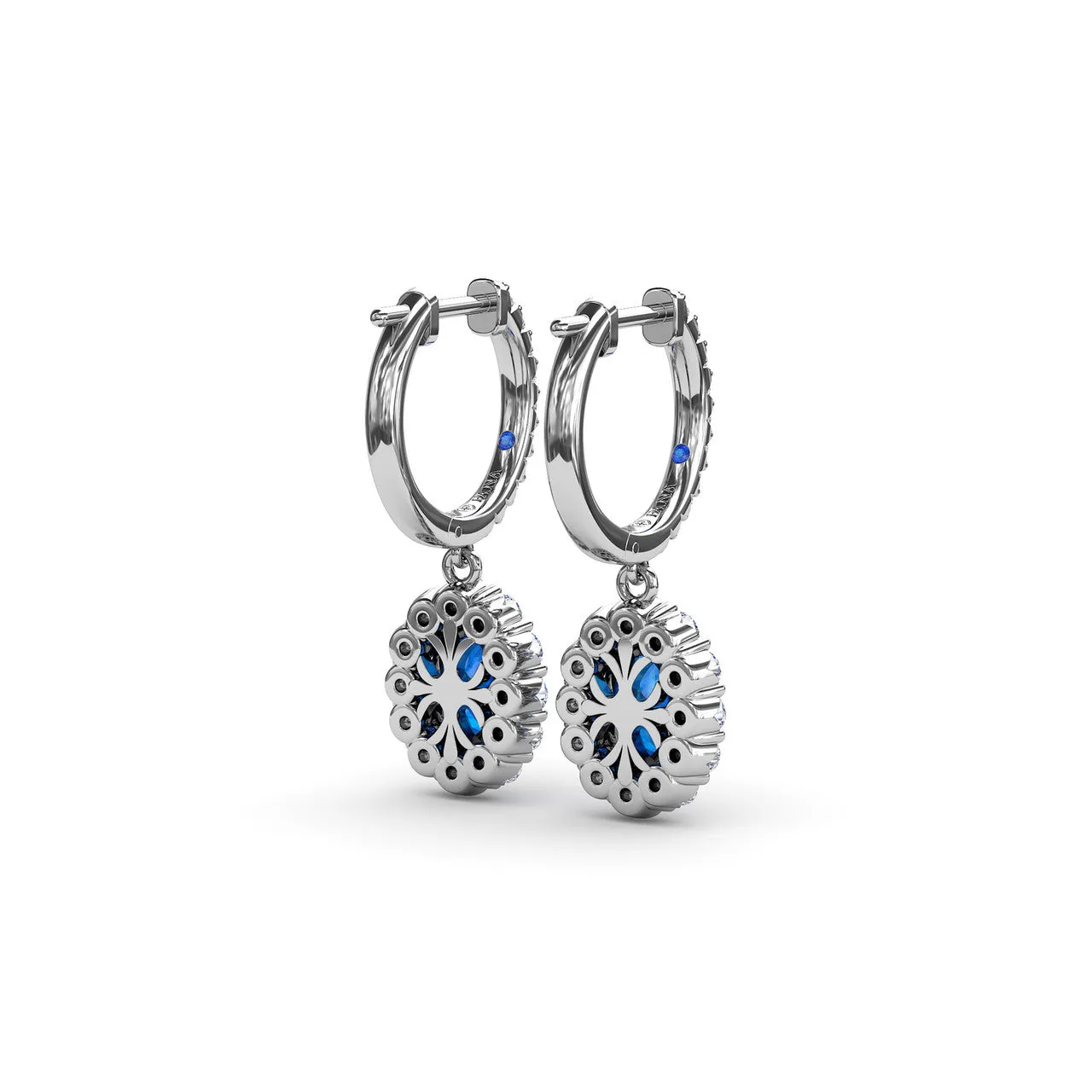 Fana 14k White Gold Dazzling Sapphire and Diamond Drop Earrings